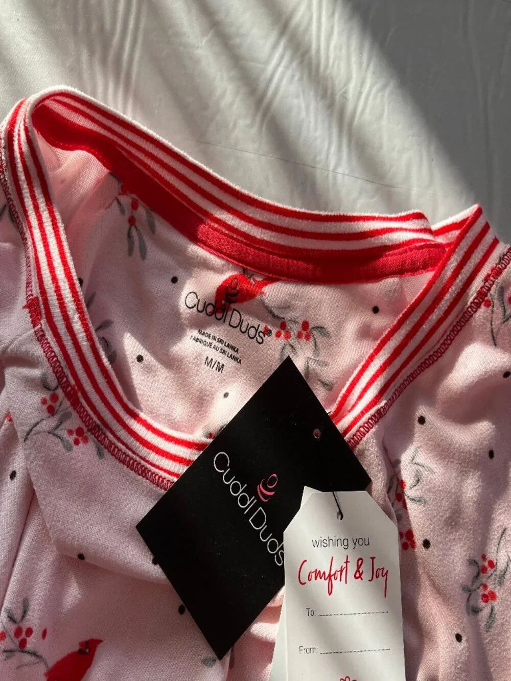 Title: NEW Cuddl Duds 2 Pc Pajama Set Cardinal Print Pink